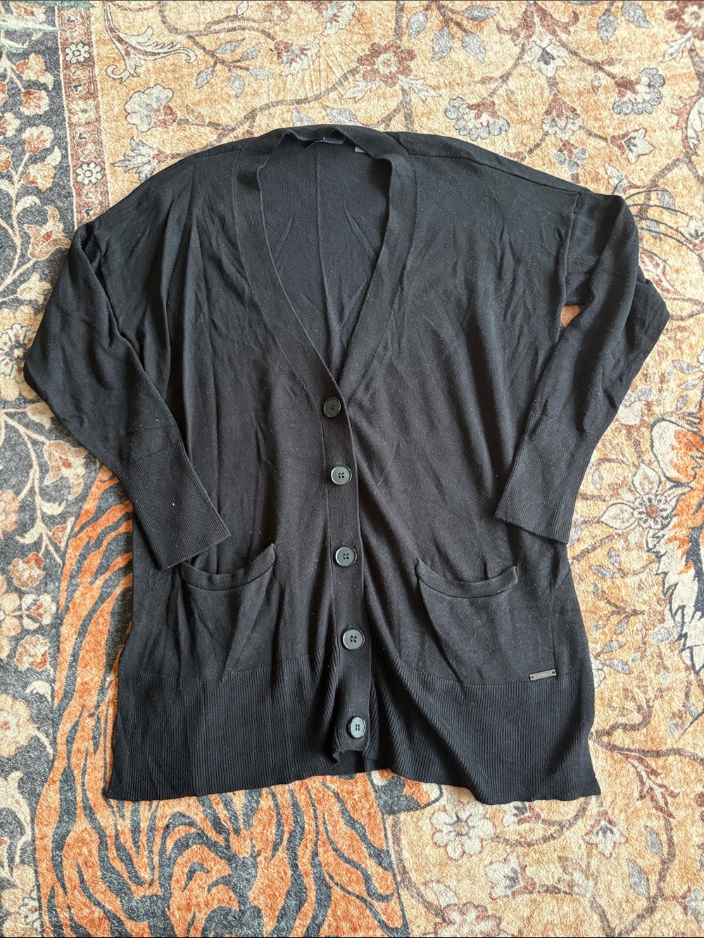 Tahari Black Knit Open Cardigan Sweater